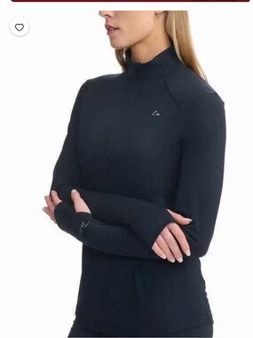 Paradox Black Lightweight Merino Wool Blend Quarter-Zip Thumbhole Jacket XL